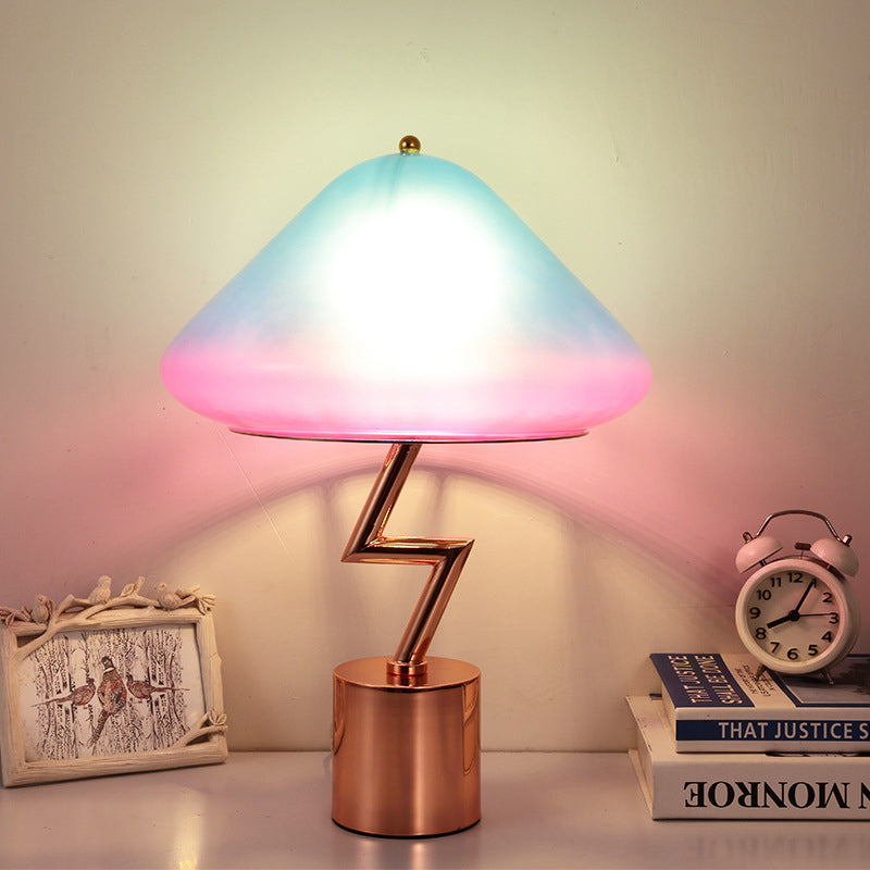 Lampe de tâche des champignons moderniste rose et verre bleu 1 bulbe salon lecture livre Light