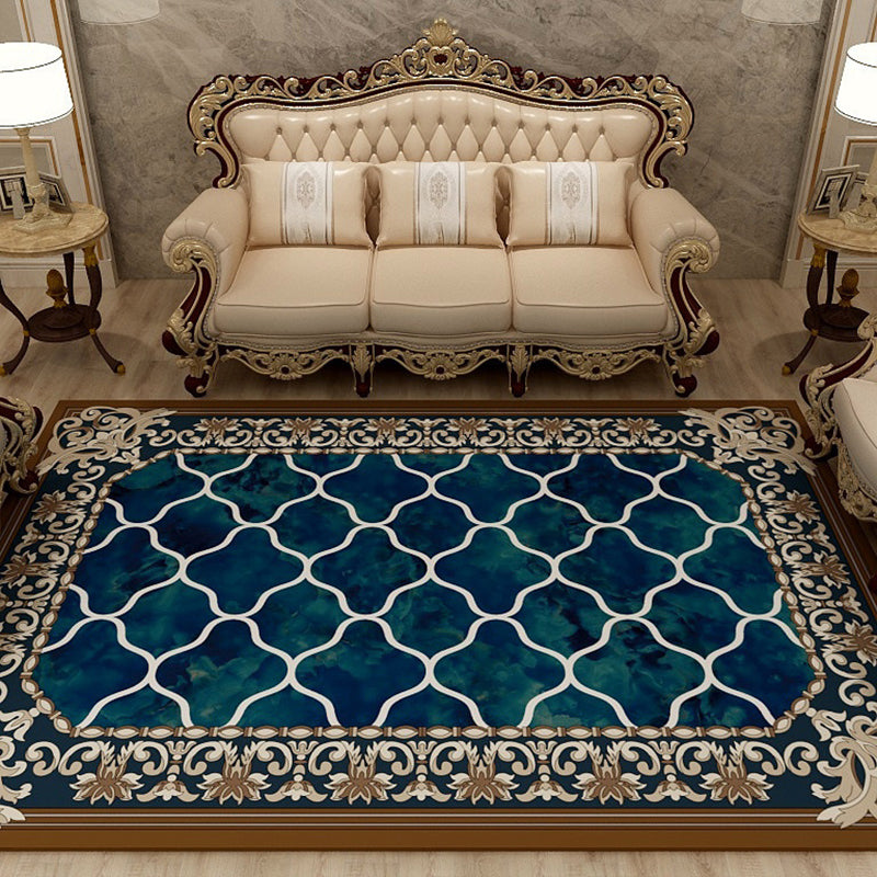 Retro Medallion Printed Carpet Polyester Area Rug Non-Slip Backing Indoor Carpet for Living Room