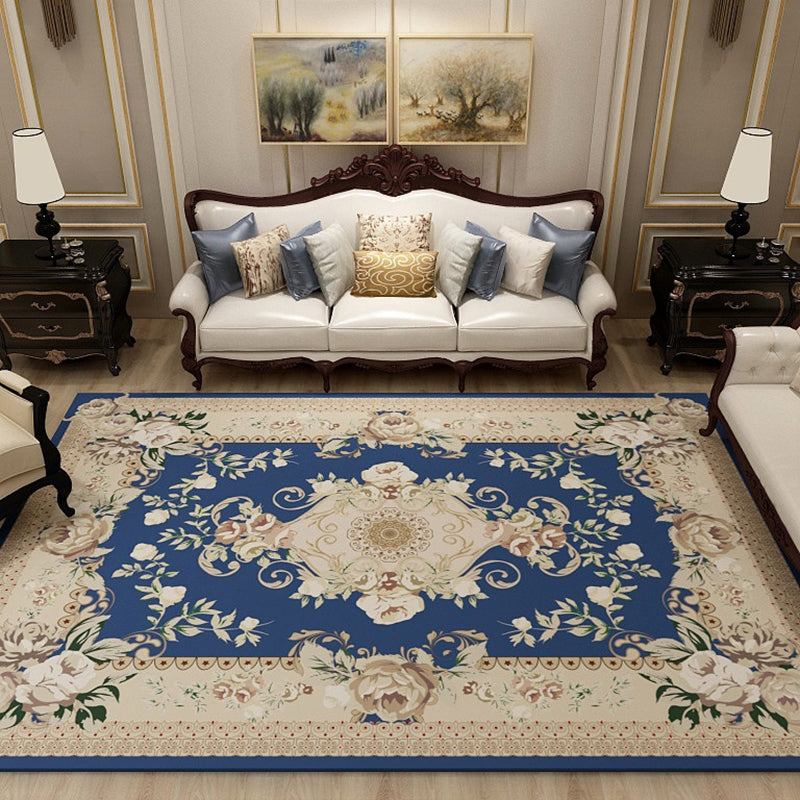 Retro Medallion Printed Carpet Polyester Area Rug Non-Slip Backing Indoor Carpet for Living Room