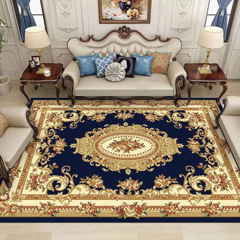 European Indoor Rug Modern Medallion Pattern Area Rug Washable Carpet with Non-Slip Backing