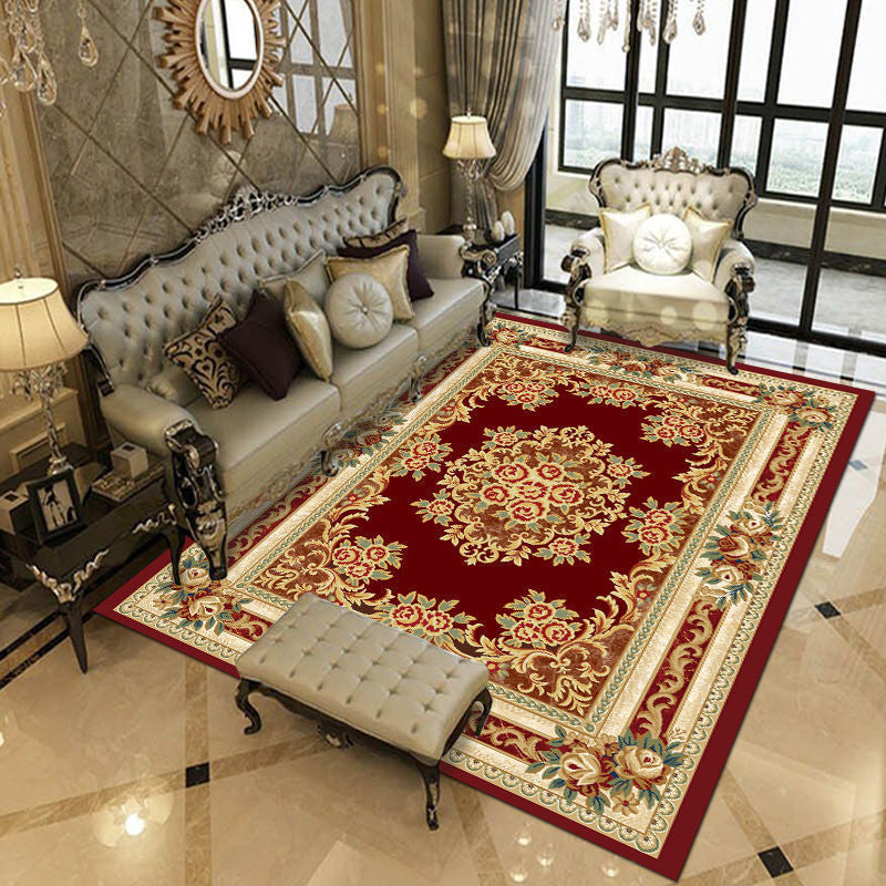 European Indoor Rug Modern Medallion Pattern Area Rug Washable Carpet with Non-Slip Backing