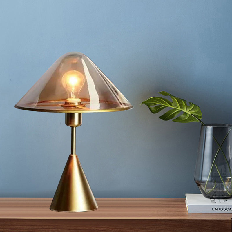 Kegelschlafzimmer Nachttisch Lampe Bernstein Glas 1 Kopf zeitgenössischer Lesebuch Licht