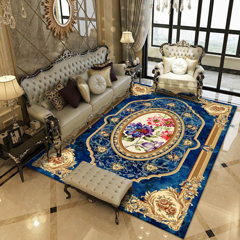 European Indoor Rug Classical Medallion Pattern Polyester Carpet Anti-Slip Area Rug for Home Decor