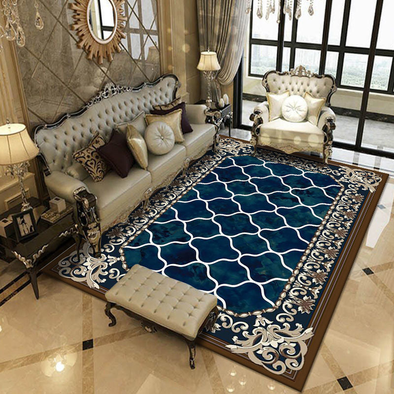 European Indoor Rug Classical Medallion Pattern Polyester Carpet Anti-Slip Area Rug for Home Decor
