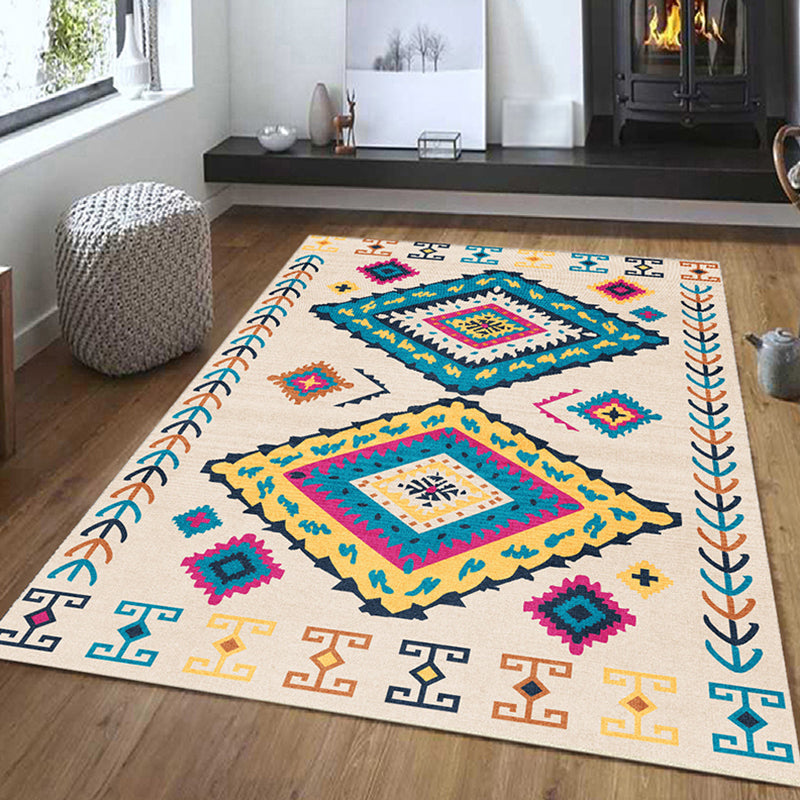 Moroccan Southwestern Print Indoor Rug Polyester Carpet Stain Resistant Area Rug for Home Decoration
