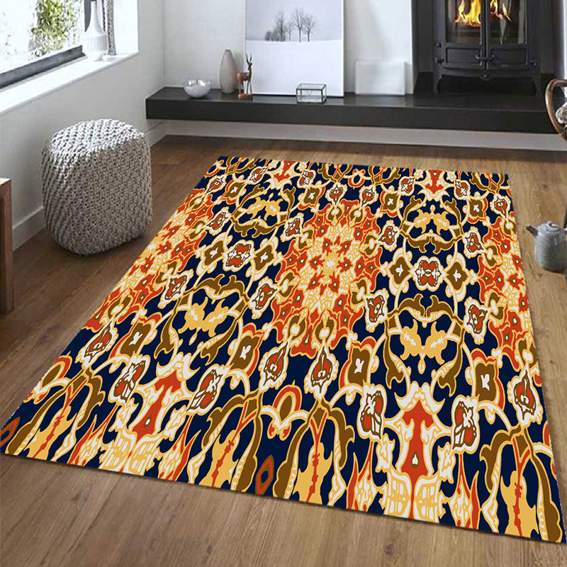Traditional Tribal Symbols Carpet Polyester Indoor Rug Washable Area Carpet for Living Room