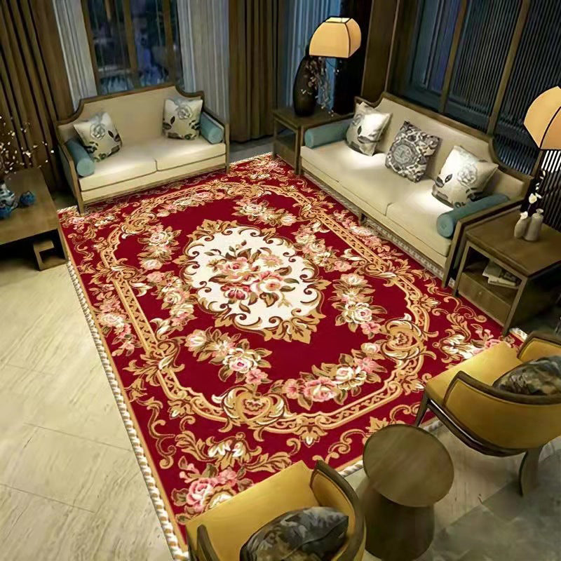 Reclaimed Flower Print Rug Polyester Area Carpet Stain Resistant Indoor Rug for Home Decoration