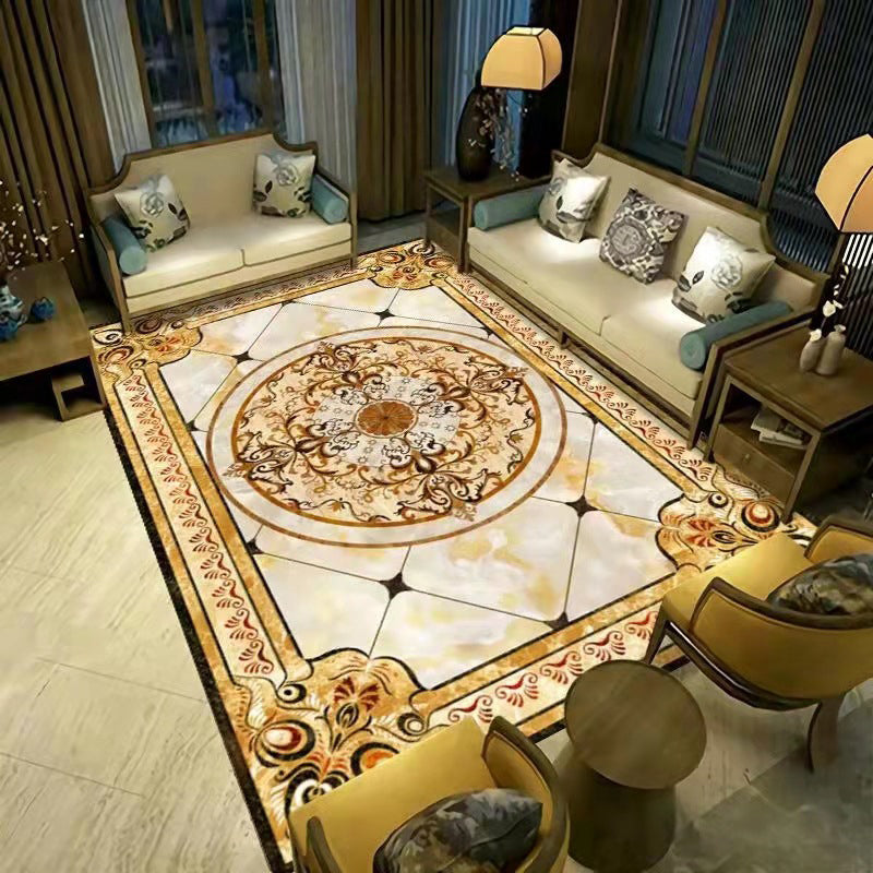 Reclaimed Flower Print Rug Polyester Area Carpet Stain Resistant Indoor Rug for Home Decoration