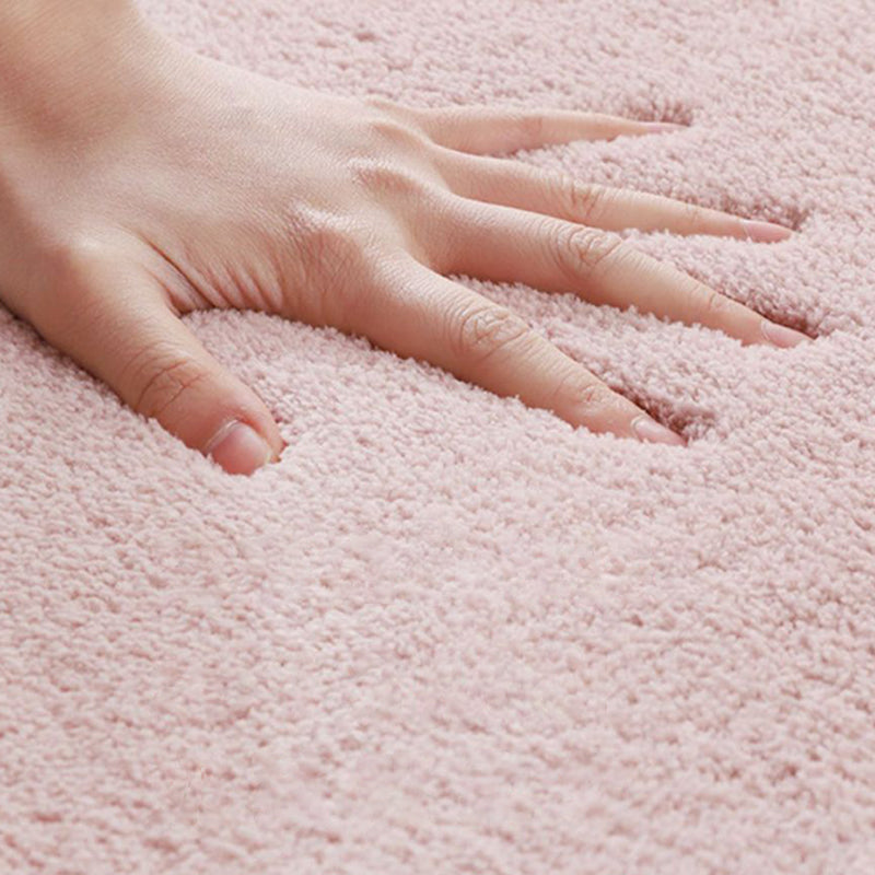 Apricot Simple Rug Polyester Pure Color Rug Non-Slip Backing Rug for Living Room