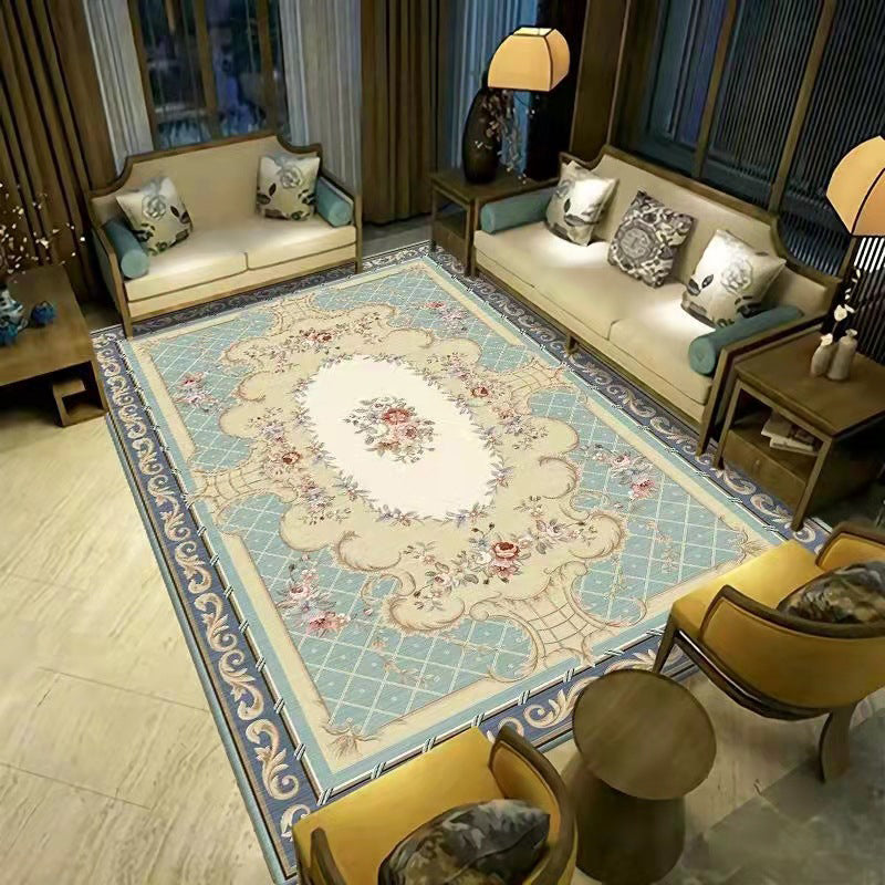 Victoria Floral Design Rug Polyester Area Carpet Non-Slip Backing Indoor Rug for Home Decoration