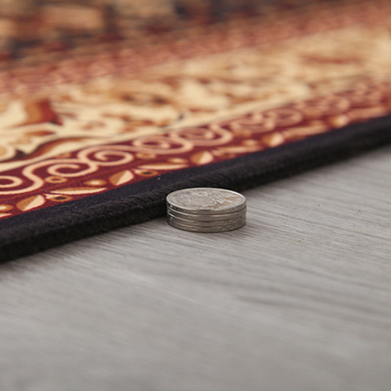 Classical European Indoor Rug Polyester Floral Print Carpet Non-Slip Backing Area Rug for Home Decor