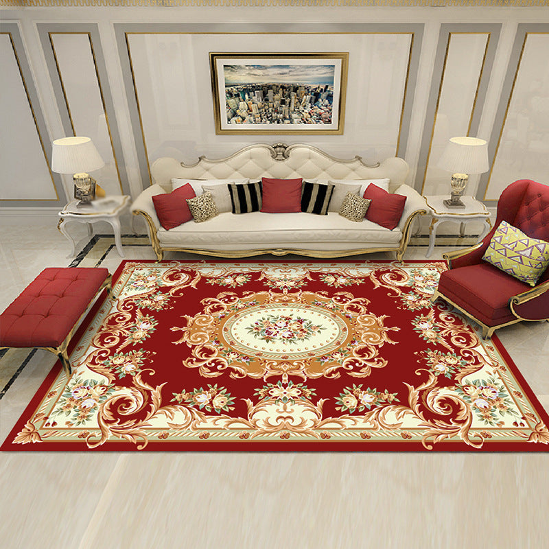 Classic European Area Rug Modern Medallion Pattern Indoor Rug Washable Carpet with Non-Slip Backing