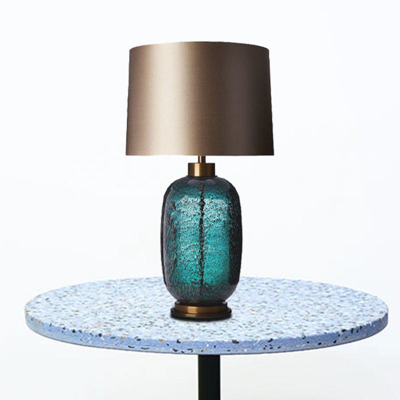 1 tâche de tête de chambre à coucher lumière contemporaine petite lampe de bureau avec une teinte en tissu de tambour