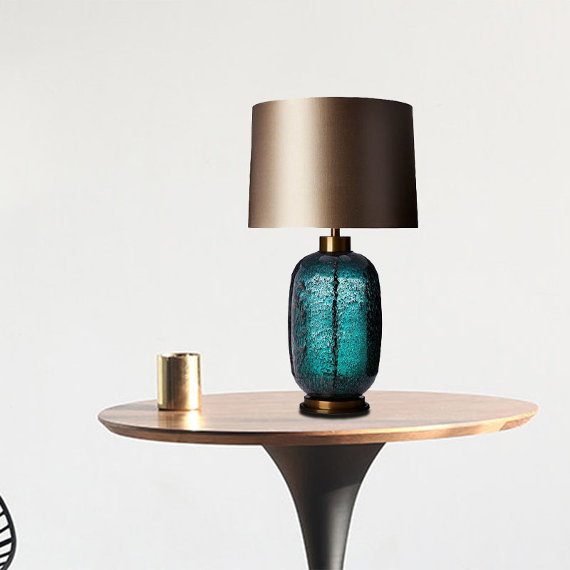 1 tâche de tête de chambre à coucher lumière contemporaine petite lampe de bureau avec une teinte en tissu de tambour