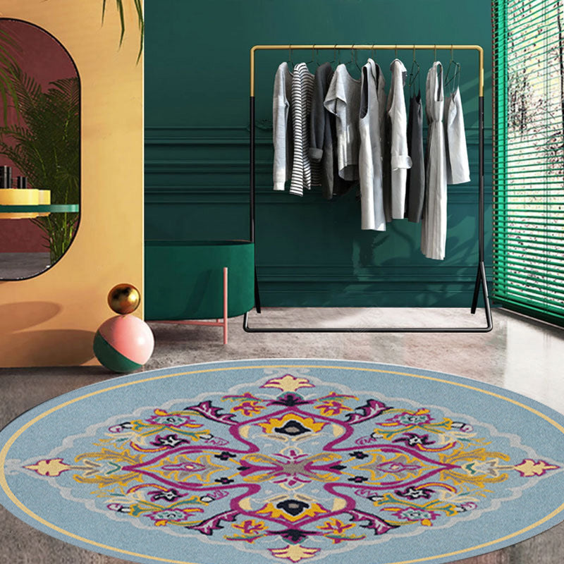 Vintage Round Teppich traditioneller Teppich Easy Care Polyester Anti-Rutsch-Teppich für Wohnkultur