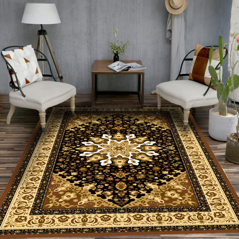 Brown Moroccan Rug Polyester Graphic Indoor Rug Non-Slip Backing Rug for Living Room