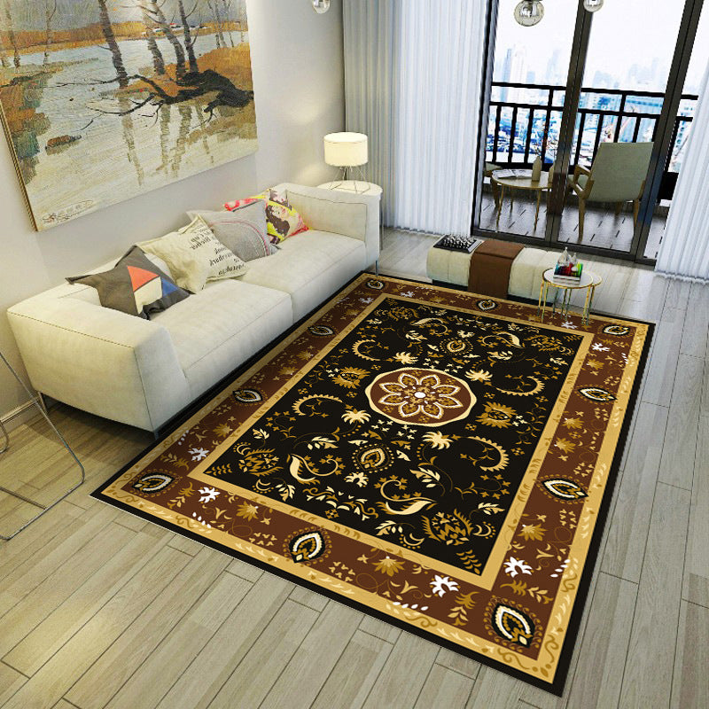 Brown Moroccan Rug Polyester Graphic Indoor Rug Non-Slip Backing Rug for Living Room
