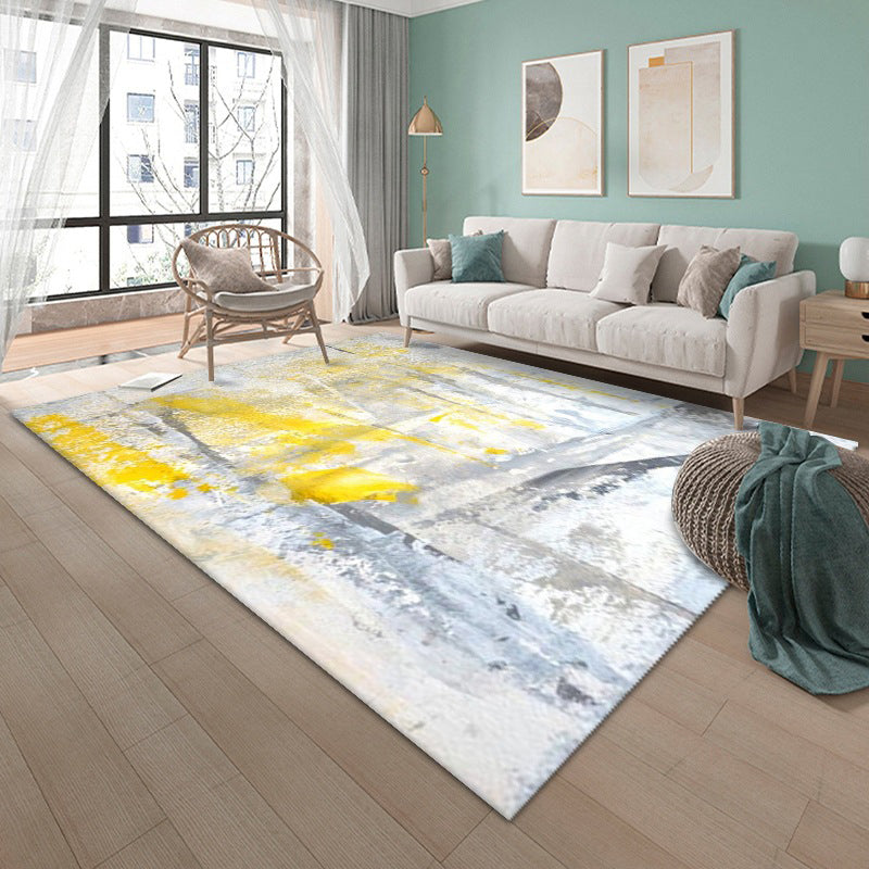 Black Modern Rug Polyester Graphic Rug Non-Slip Backing Indoor Rug for Home Decoration