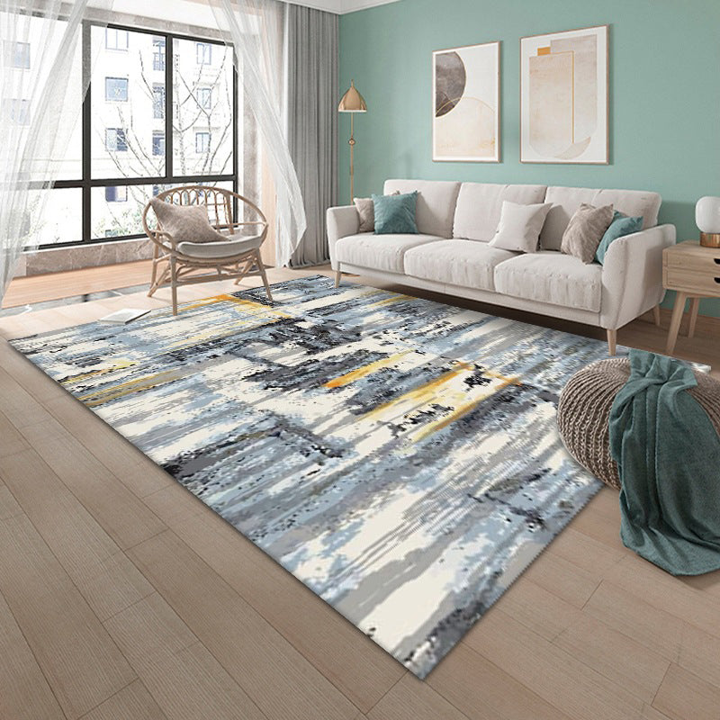 Black Modern Carpet Polyester Graphic Carpet Non-Slip Backing Carpet for Home Decor