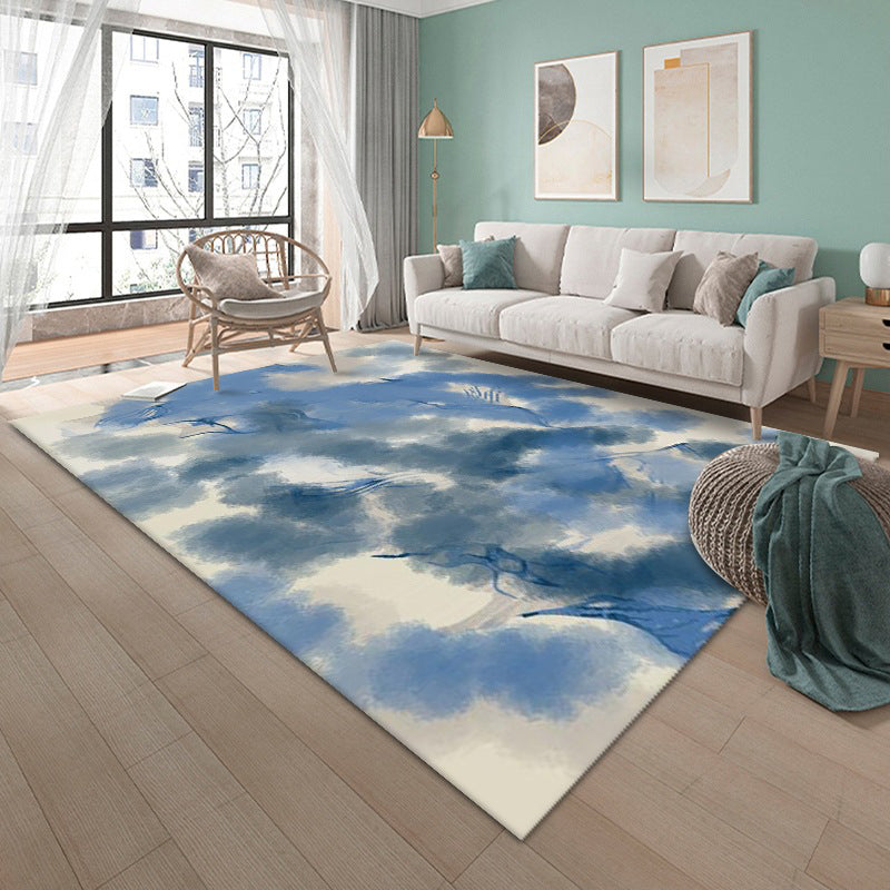 Black Modern Carpet Polyester Graphic Carpet Non-Slip Backing Carpet for Home Decor