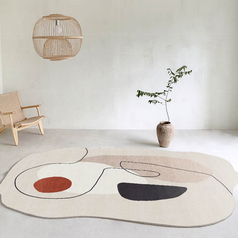 Contemporary Gray Tone Rug Polyester Carpet Stain Resistant Novelty Shape Carpet for Living Room