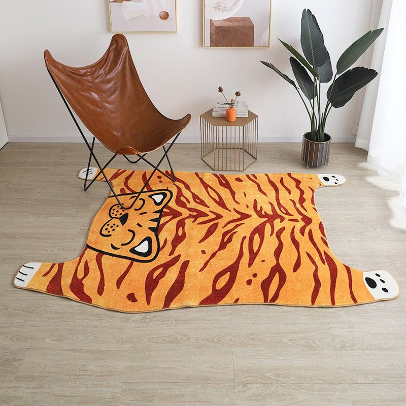 Brown Modern Carpet Polyester Tiger Carpet Non-Slip Backing Carpet for Living Room