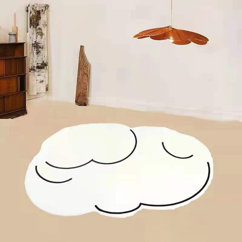 White Casual Rug Polyester Line Indoor Rug Non-Slip Backing Rug for Home Decor