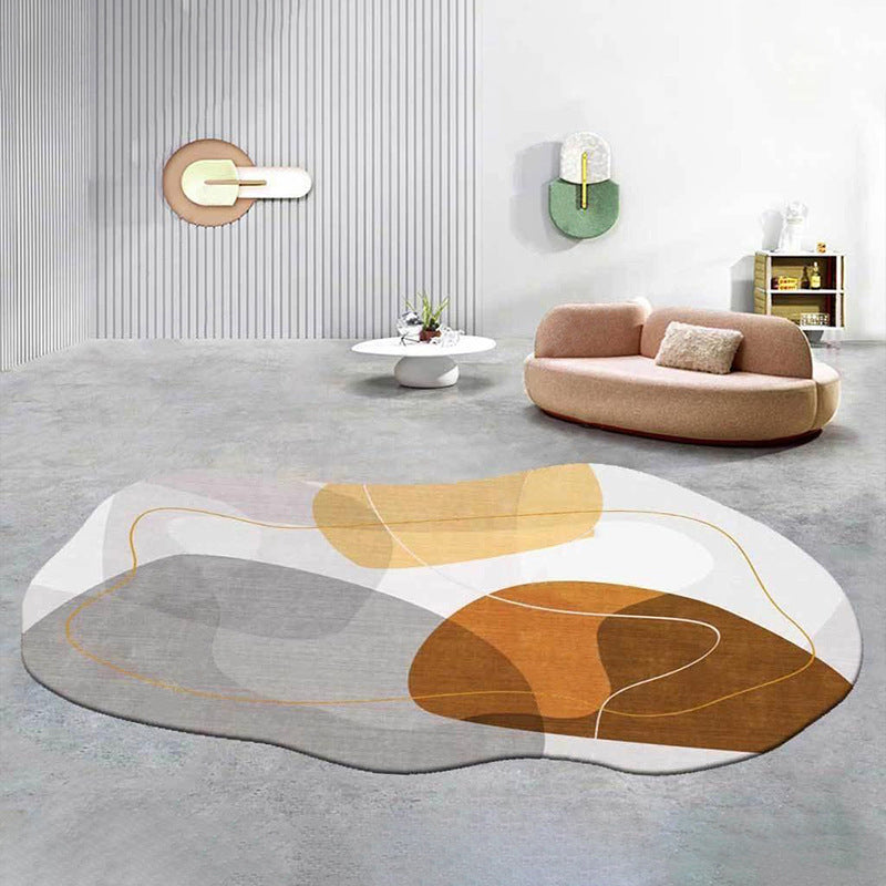 Brown Casual Teppich Viskose Farbblock Teppich Teppich für Wohnzimmer