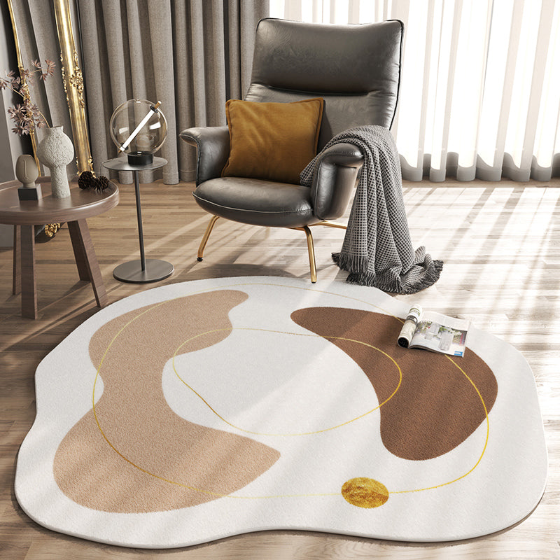 White Casual Rug Polyester Color Piece Rug Washable Area Rug for Living Room