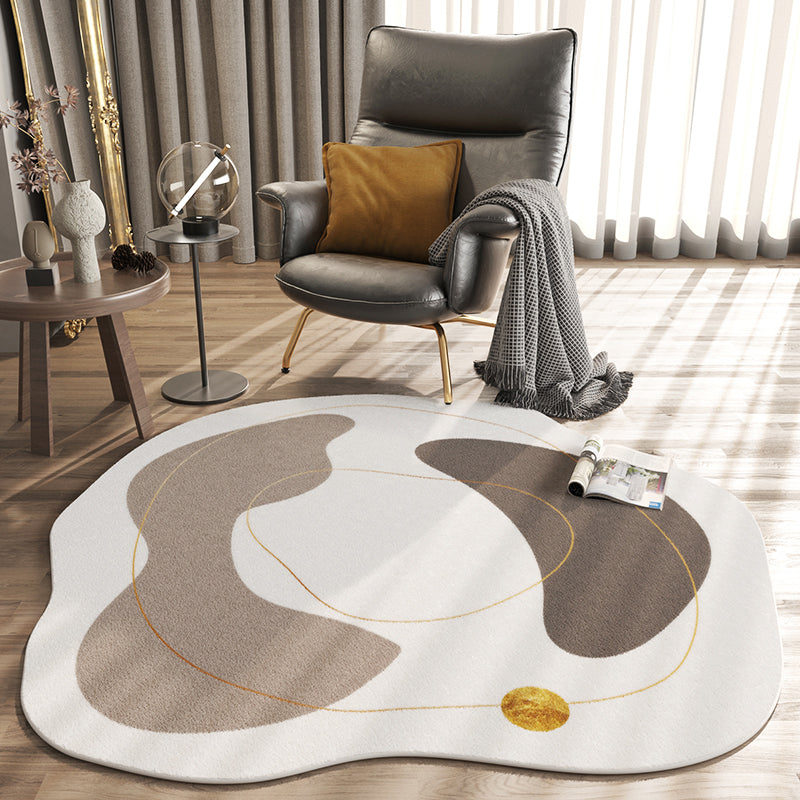 White Casual Rug Polyester Color Piece Rug Washable Area Rug for Living Room