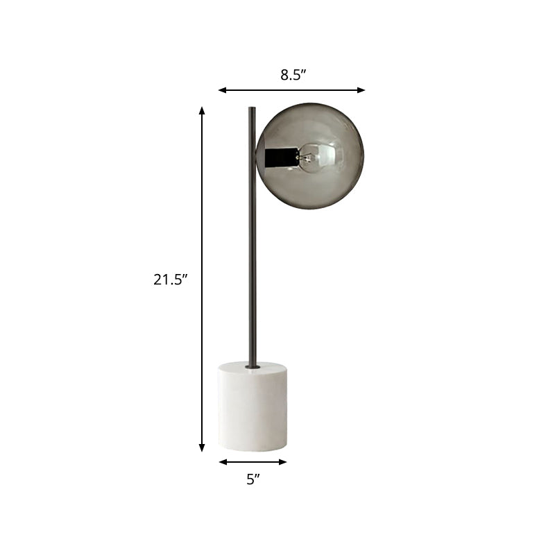 Bolvormige taakverlichting eigentijds rookgrijs glas 1 kop woonkamer kleine bureaulamp