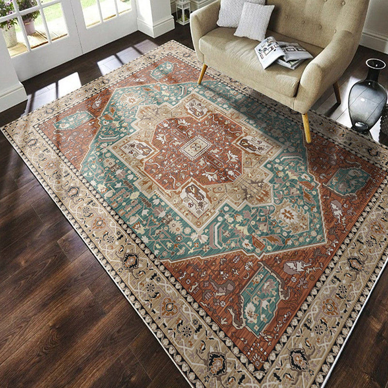 Mid-Century Tribal Pattern Rug Polyester Carpet Non-Slip Backing Area Carpet for Home Decoration