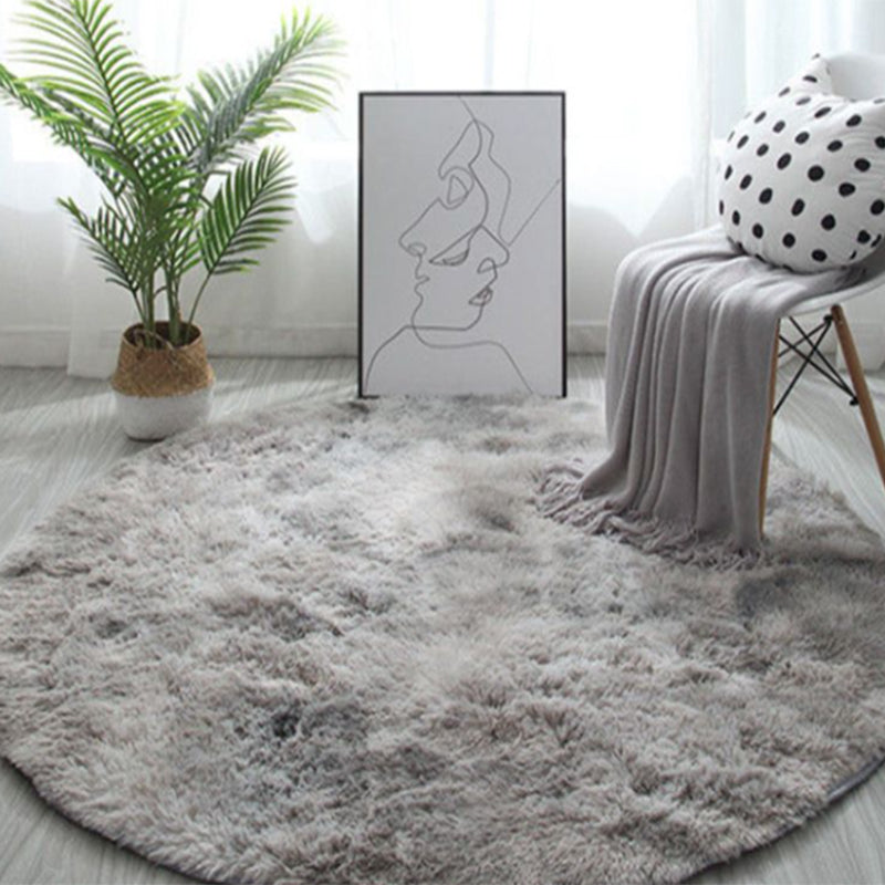 Grey Minimalist Rug Polyester Pure Color Rug Non-Slip Backing Rug for Living Room