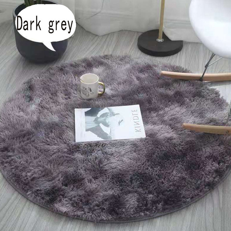 Grey Minimalist Rug Polyester Pure Color Rug Non-Slip Backing Rug for Living Room
