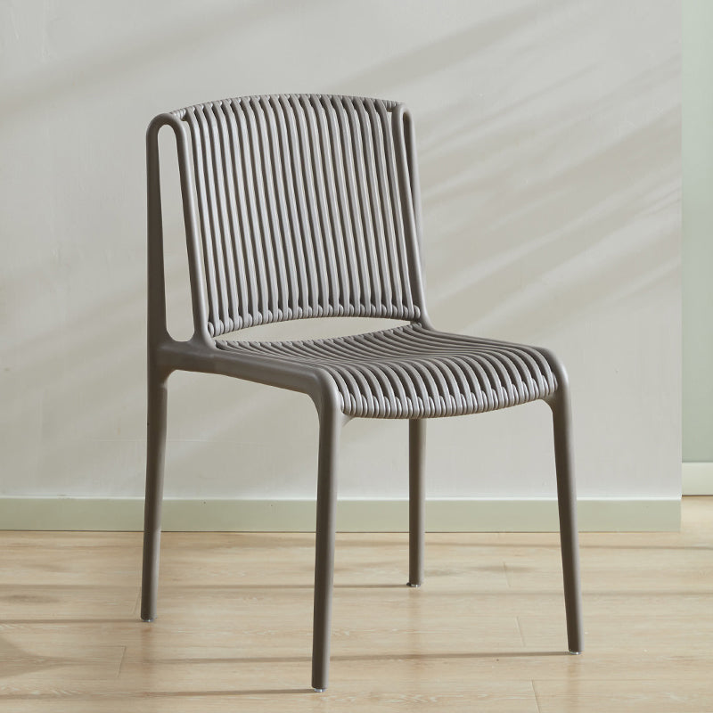 Chaises de salle à manger sans bras empilables scandinaves, chaise latérale arrière à lattes en plastique