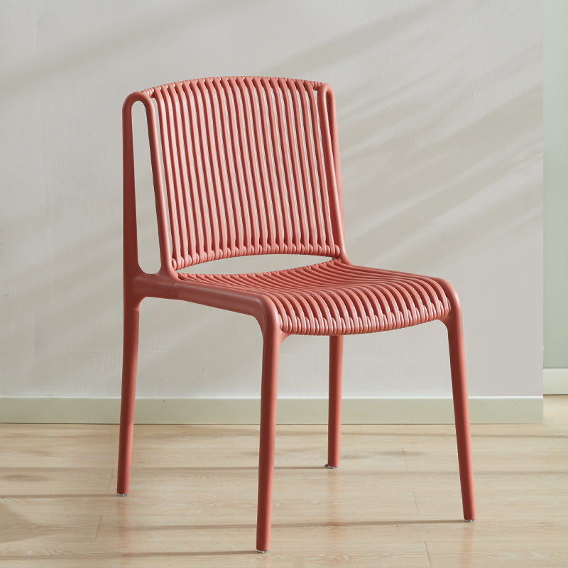 Chaises de salle à manger sans bras empilables scandinaves, chaise latérale arrière à lattes en plastique