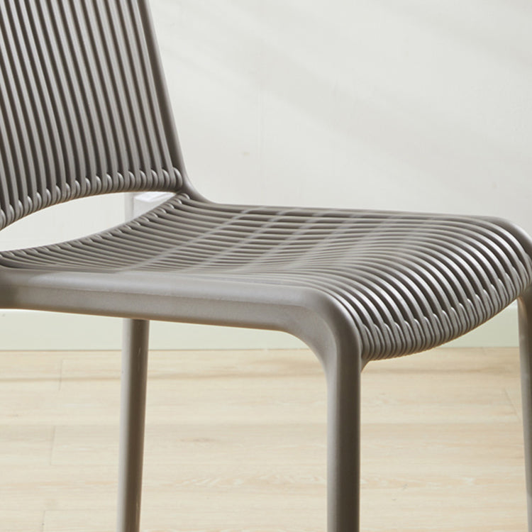 Chaises de salle à manger sans bras empilables scandinaves, chaise latérale arrière à lattes en plastique