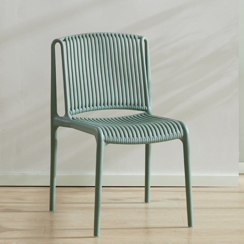 Chaises de salle à manger sans bras empilables scandinaves, chaise latérale arrière à lattes en plastique