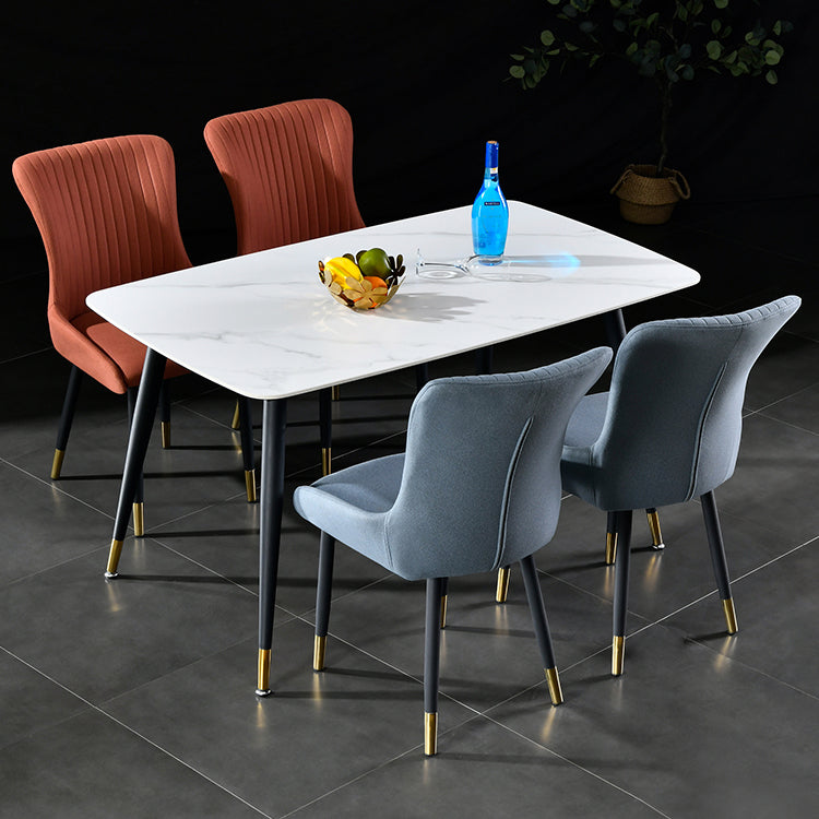 Eigentijdse metalen eetkamerstoelen gestoffeerde zijstoelen voor de taak voor thuisgebruik