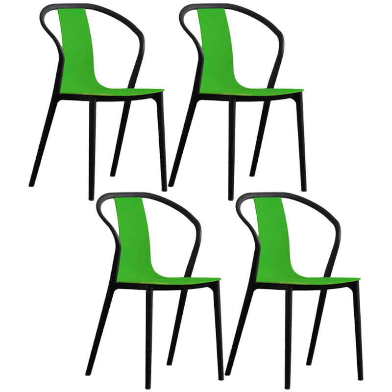 Scandinavian Plastic Dining Arm Chair Stackable Slat Back Armchair (Set of 4)