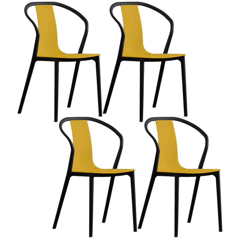 Scandinavian Plastic Dining Arm Chair Stackable Slat Back Armchair (Set of 4)