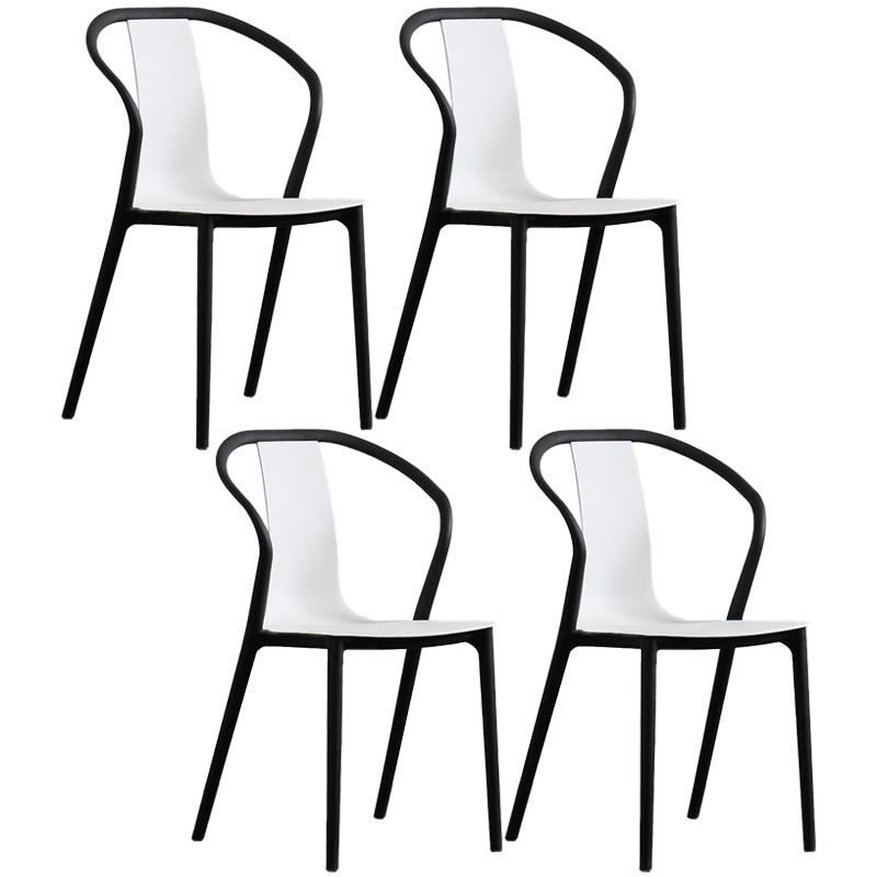 Scandinavian Plastic Dining Arm Chair Stackable Slat Back Armchair (Set of 4)