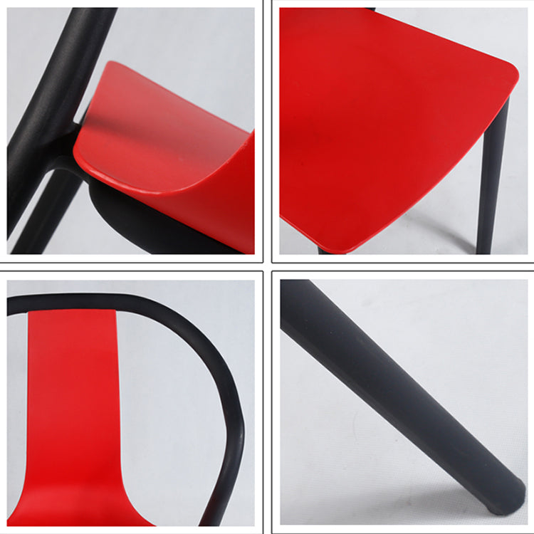 Scandinavian Plastic Dining Arm Chair Stackable Slat Back Armchair (Set of 4)