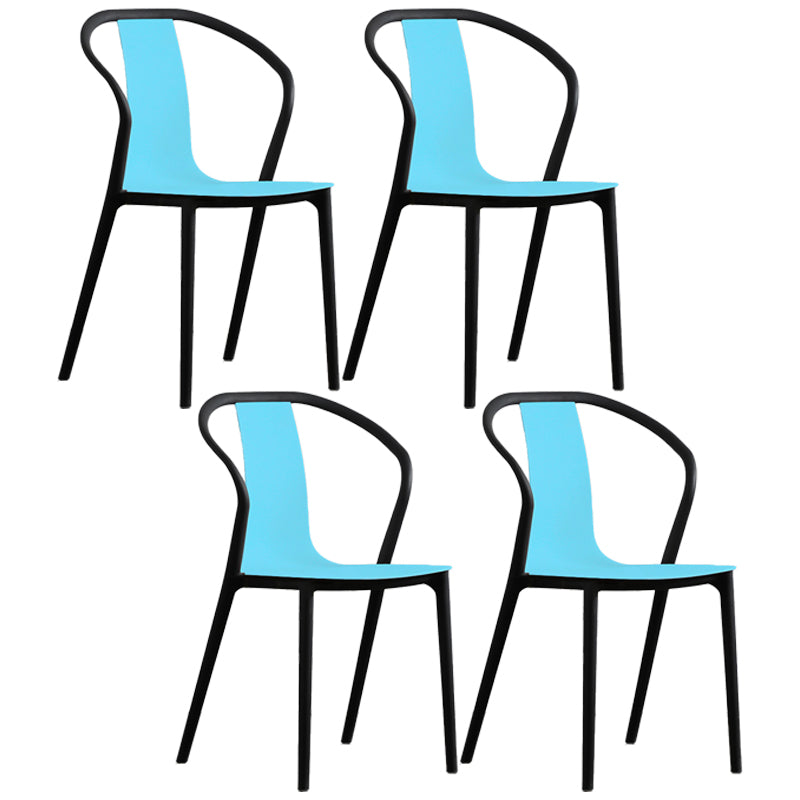 Scandinavian Plastic Dining Arm Chair Stackable Slat Back Armchair (Set of 4)