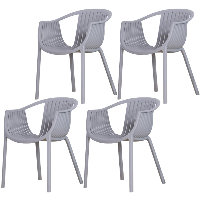 Fauteuils de salle à manger scandinaves Fauteuil de salle à manger à dossier à lattes en plastique (Ensemble de 4)