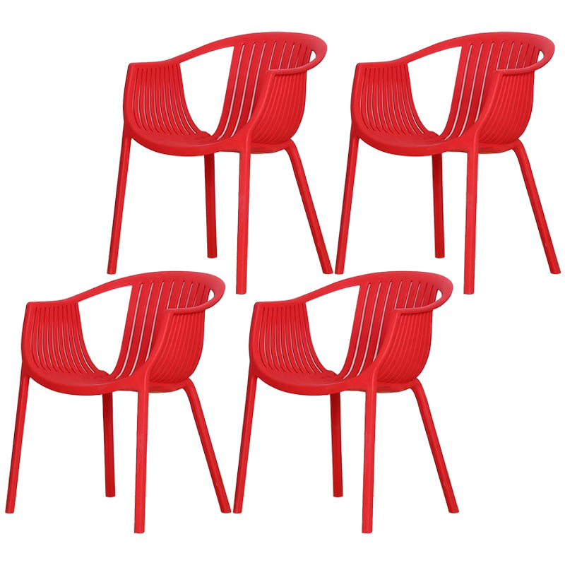 Fauteuils de salle à manger scandinaves Fauteuil de salle à manger à dossier à lattes en plastique (Ensemble de 4)