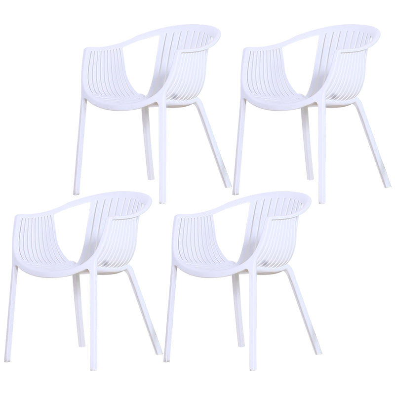 Sillas de comedor escandinavas Sillón de comedor con respaldo de listones de plástico (juego de 4)