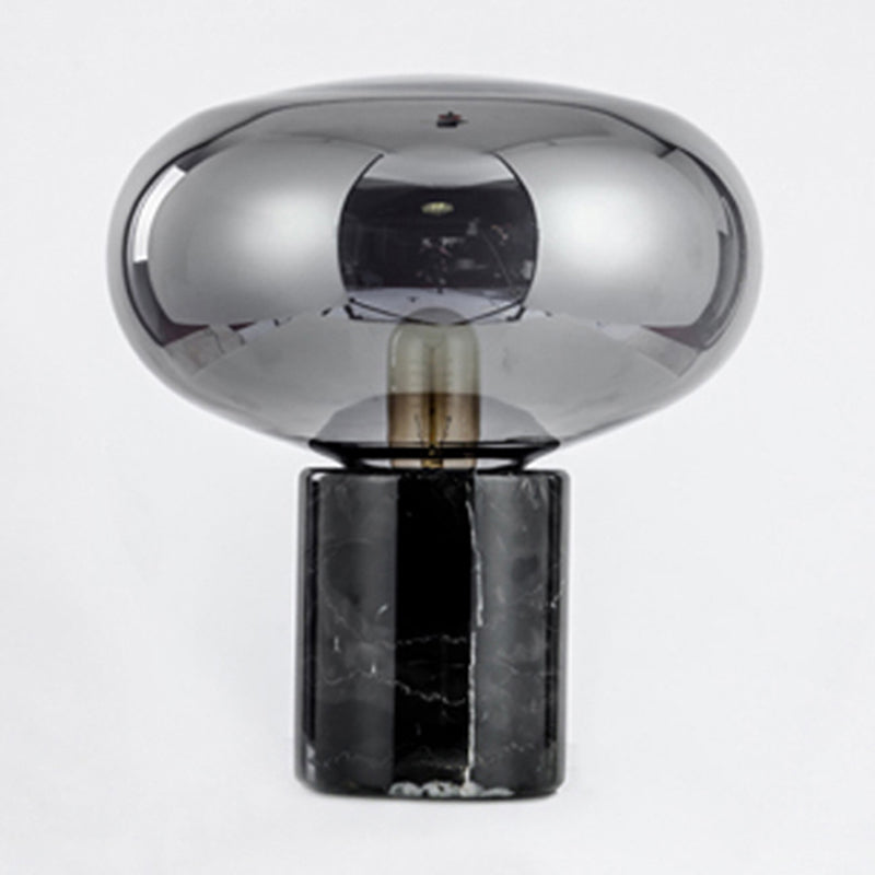 Urne Task Lamp zeitgenössische Glas 1 Glühbirne 8 "/13" breites schwarzes Tischlicht mit Marmorbasis