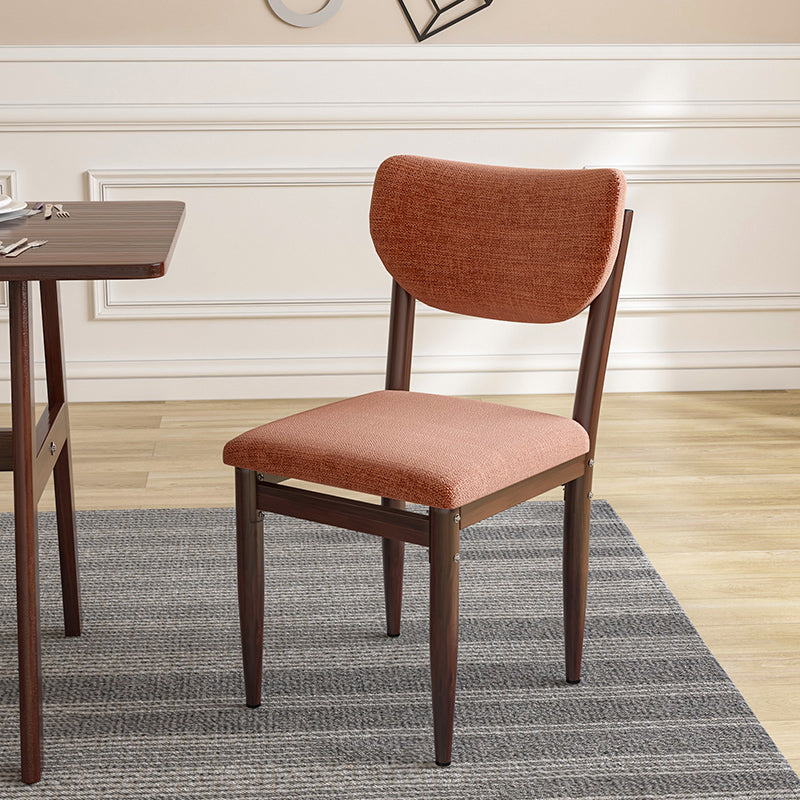 Chaise d'appoint scandinave pour la maison, chaise de salle à manger simple rembourrée en métal à dossier ouvert