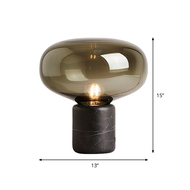 Urne Task Lamp zeitgenössische Glas 1 Glühbirne 8 "/13" breites schwarzes Tischlicht mit Marmorbasis